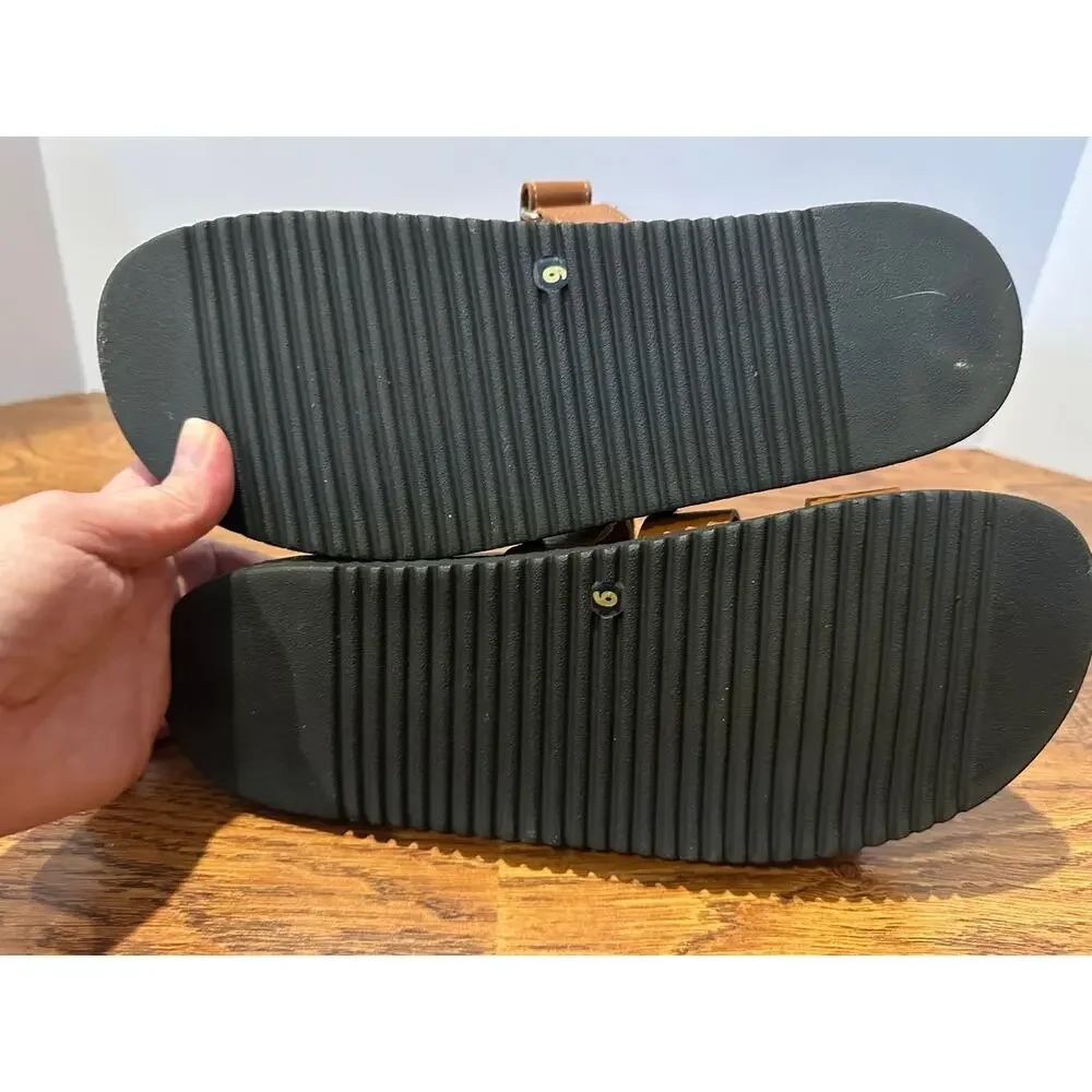 Steve Madden Mayven Leather Slides Camel Size 9 Minimalist Chic - Picture 6 of 10